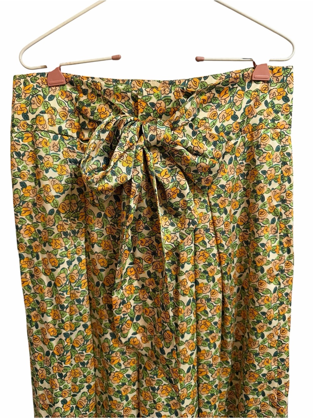 Zara Wide Leg Ditsy Floral Silky Tie Waist Pants Size Large Palazzo Trousers - Picture 9 of 12